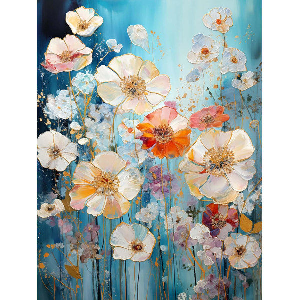 (30x40cm) 5D diamantmaleri fulde blomster, diamantmaleri