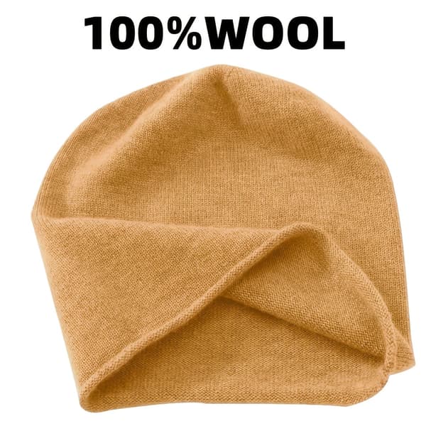 1 stk. Uldhue - Varm til efterår og vinter, elastisk, åndbar, stilrent design, egnet til både mænd og kvinder, afslappet vinterhue Khaki