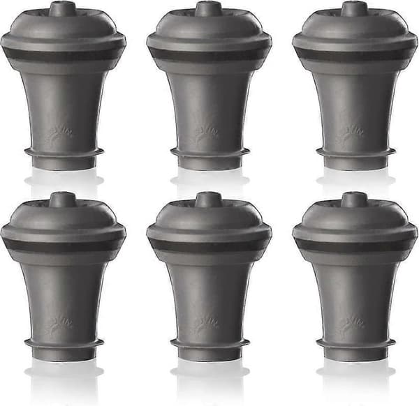 Vacu vin 6-pack - korkit tyhjiöpumpulle - harmaa