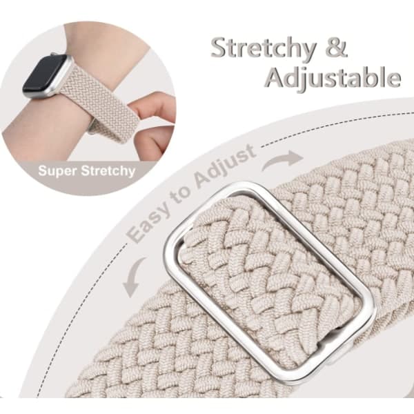 5-pack flätade, stretchiga, justerbara armband som är kompatibla med Apple Watch