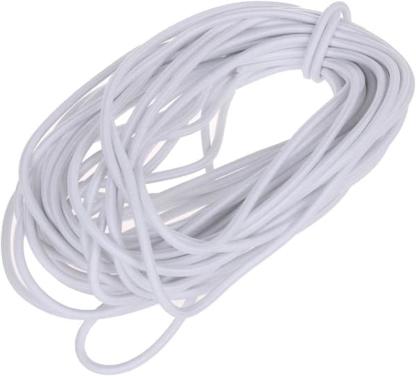 1/8-tommers (3 mm) hvit kraftig elastisk snor (10 yards)