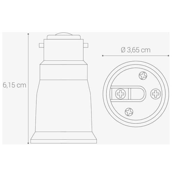 4x Sokkeladapter - B22 til E27 Sokkelkonverter - Bajonetsokkellampeholderadapter til LED Halogenlampe