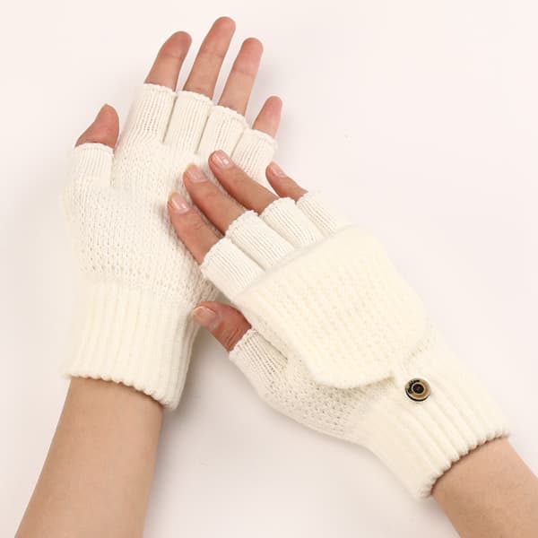 Vinterhandskar för kvinnor, 2-pack varma stickade konvertibla fingerlösa handskar för kvinnor, presenter med vanteöverdrag Combination 4