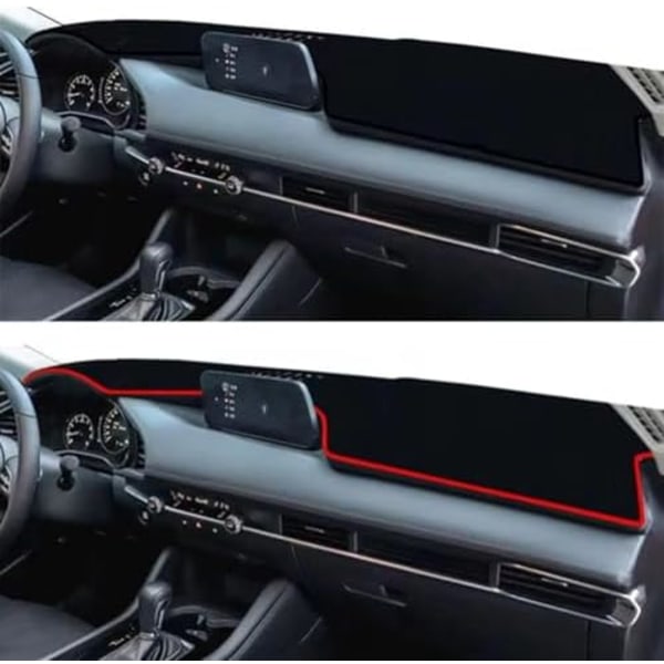 Passer til Mazda 3 BP Axela 2019-2024 (med HUD), Bil Dashbord Deksel, Anti-skli Dash Matte Dashbord Deksel, Dash Bord Deksel Matte, Biltilbehør Lhd-red Edge