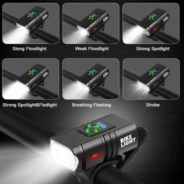 Sykkel USB-lamper sterkt lys nattkjøring frontlykt tilbehør