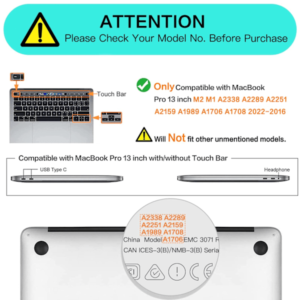 Skal för MacBook Pro 13 tum A1706 A1708, Rosa-Perfet