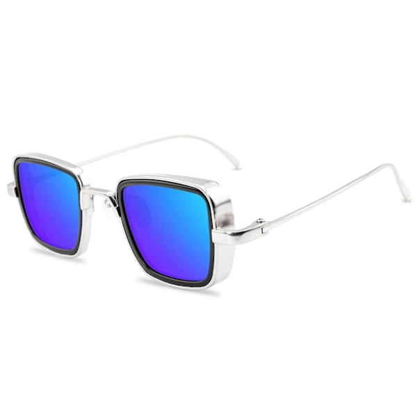 Vintage Metal Steampunk Solbriller Stilful Retro Shades UV400 Briller Silver-Blue