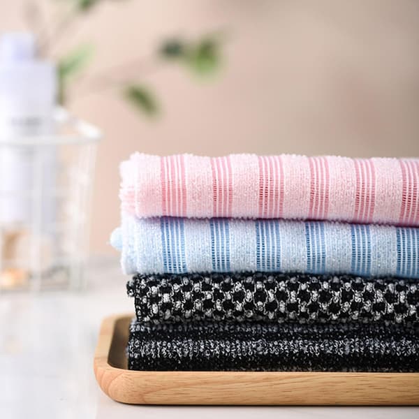 Eksfolierende Brusehåndklæde, Håndklæde til Mænd og Kvinder sort Sæt black Set 4 Pcs