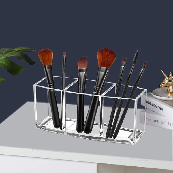 Makeup Børste Organizer Holder Klar Kosmetik Børste Opbevaring med 3 Rum