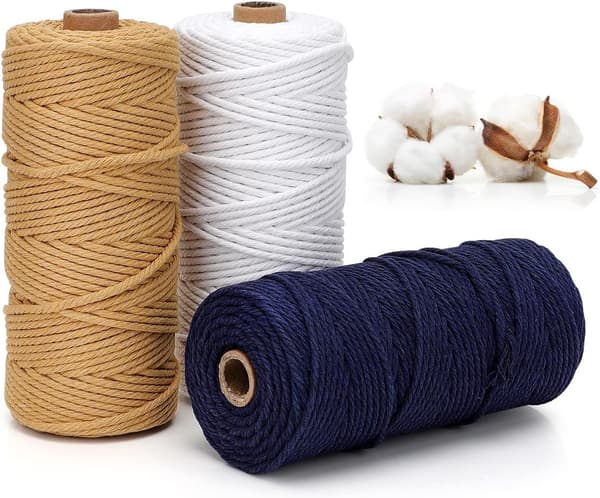 3 Farver Makrame Garn, Makrame Reb 3mm X 100m Naturlig Makrame Co