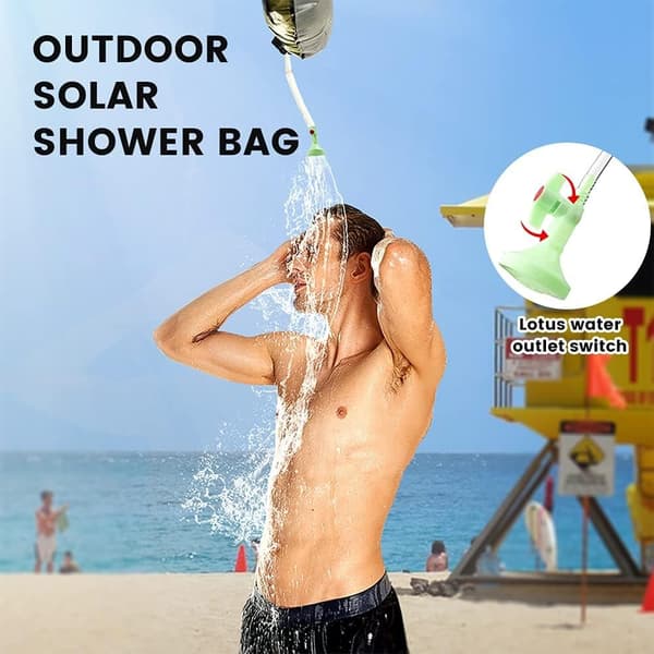 Soldriven Campingdusch 20L - Utomhusdusch med Temperaturindikator, Vattensäck för Vandring & Strand Grön