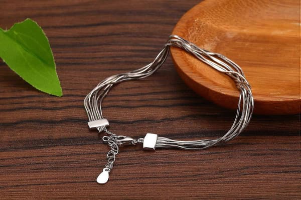 925 Sterling Silver Elegant Länkarmband för Kvinnor Flickor Ormarmband Justerbart