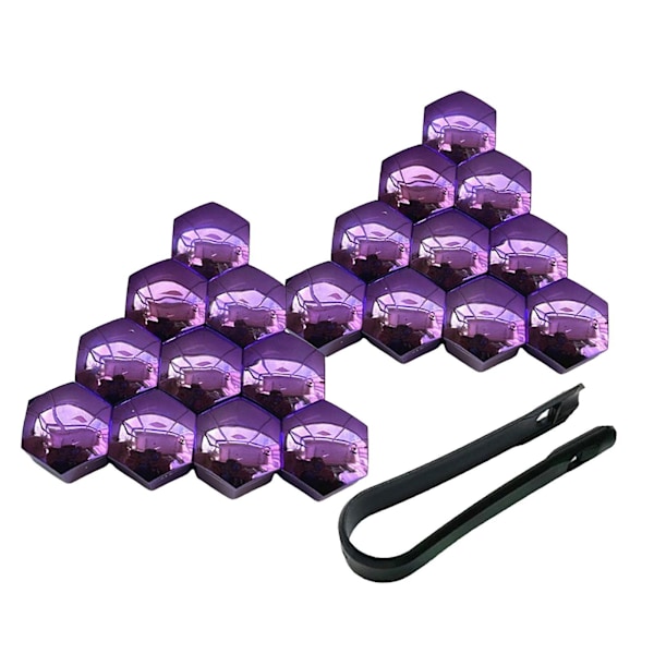 (Spesialkampanje) 20 stk. hjulmutterdeksler til bil, rustbeskyttende felgdeksler, hjulmuttere, sølv, 17 mm lilla 19 mm Optional Purple 19mm