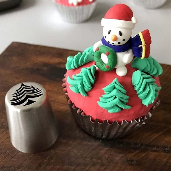 4-pack juldekorationsmunstycken för glasyr - Julgran och snöflingemönster