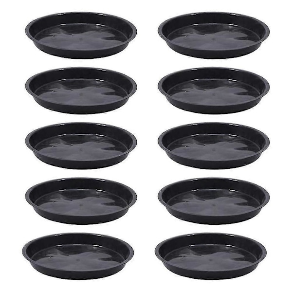 10 kpl muovisia pyöreitä kodin puutarhan kukkaruukun aluslautasia musta 14cm x 1.9cm