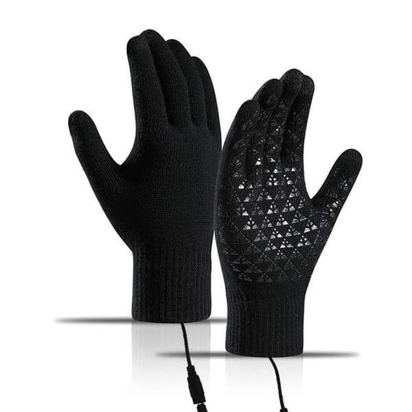 USB Elektriske Opvarmede Handsker Vinter Varme Skridsikre Touchscreen Cykelhandsker Black