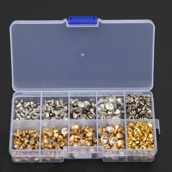 240 st Rhinestone Stud Nit DIY Läder Väskor Kläder Dekoration Tillbehör 6-9mm + 240 st Bas 0.1