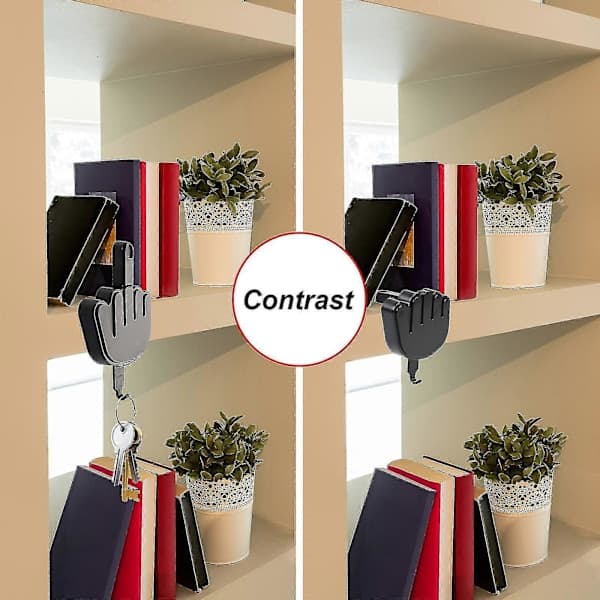 Nøglering med langfinger, nøgleholder med langfingergestus, selvklæbende nøglekrog