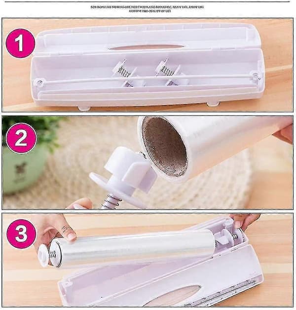 Vit plastfolie- eller aluminiumfoliedispenser, 30 cm - B5