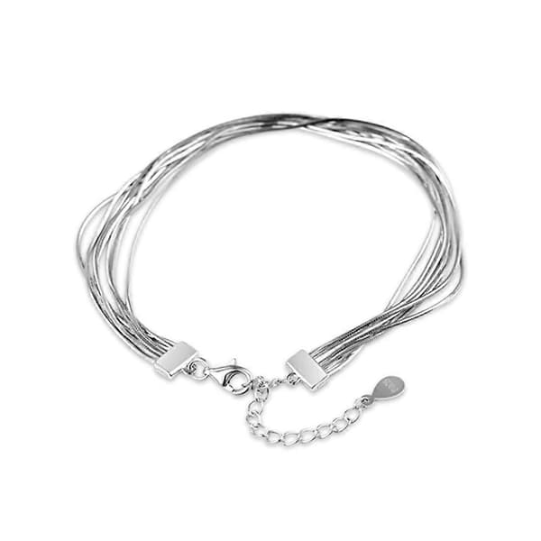 925 Sterling Silver Elegant Länkarmband för Kvinnor Flickor Ormarmband Justerbart