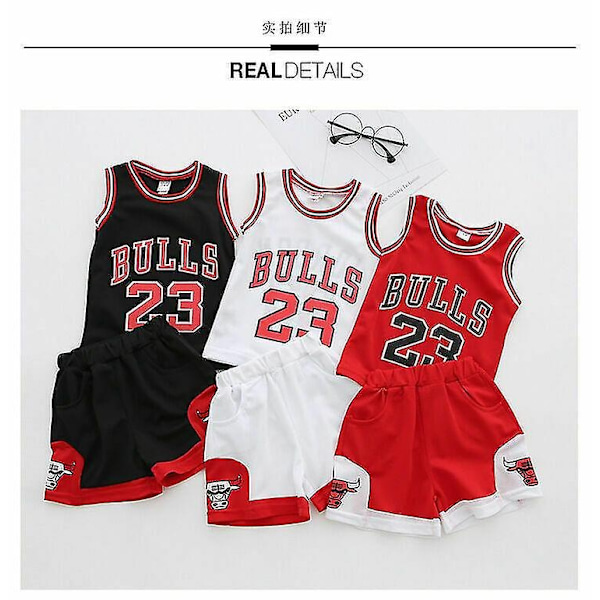 23 Michael Jordan Bulls Basketbolltröjor Korta Set Vit-Xin vit 120cm white