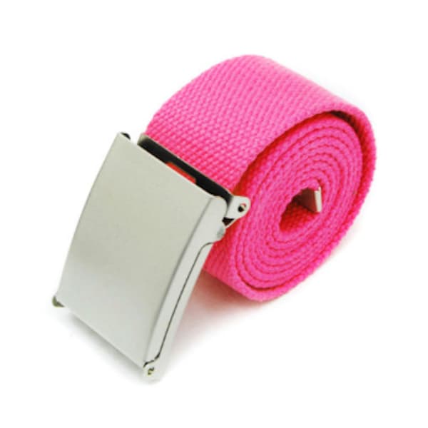 Cherry Red / Pink Canvas Belt Unisex Adjustable Length pink Cerise