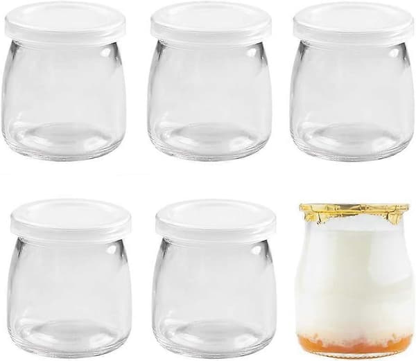 st 200 ml Yoghurt Pudding Glas med Plastiklåg Mini Kop Små Glasflasker