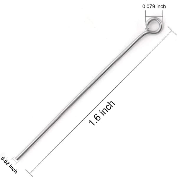 300 stk. 4 cm 304 rustfrit stål åbne øjenstifter hovedstifter til smykkefremstilling, (sølv)