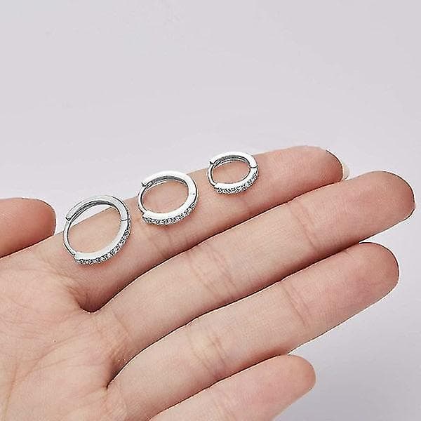 Silverfärgade creoler, damörhängen, 3 par, 925 sterling silver