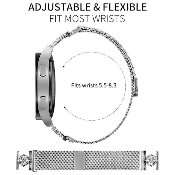 Type A Garmin Fenix 6S Milanese rem, blomstermønster, rustfrit stål, magnetisk mesh-urrem