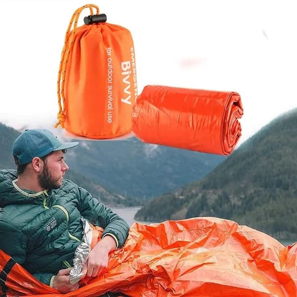 4 stk. Udendørs Nød Vandafvisende Termisk Sovepose Camping Overlevelses Bivvy Pose Orange