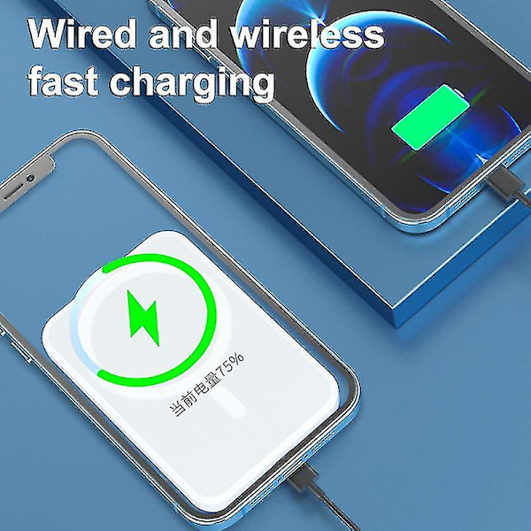 (Specialerbjudande) Magnetisk Trådlös Snabbladdning Powerbank Pd20w Mini Portabel 20000mah Extern Batteriladdare För Iphone 12 13 white