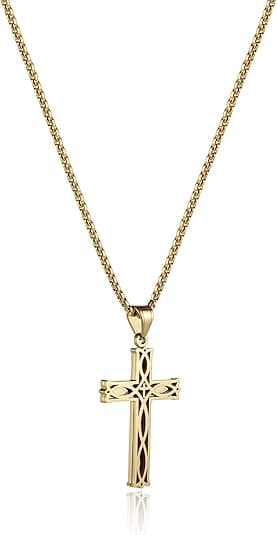 Anheng i rustfritt stål, Infinity Celtic Cross, irsk knute, 55,8 + 5 cm kjede, gull