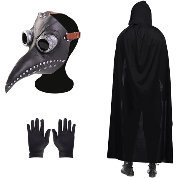 Pestdoktormask Halloween Fågelmask Retro Nit Steampunk Latexmask