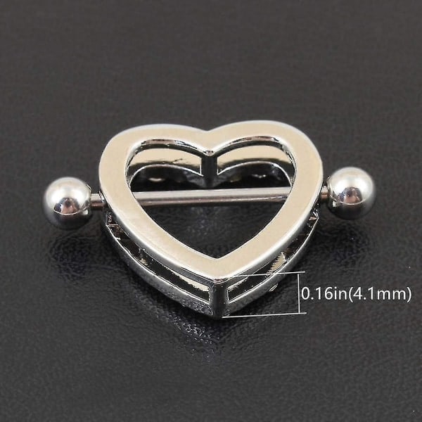 2 par hjerter nippelringer 316L rustfritt stål nippelpiercinger skive stang 14g dobbelt lag -GSL