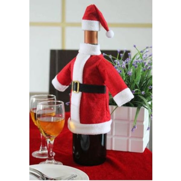 Tomtepåse i tyg till vinflaskan | Perfekta presenten i jul! Röd
