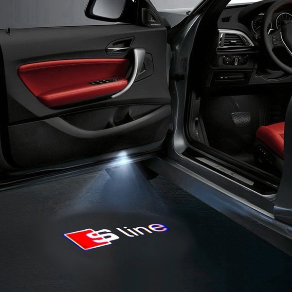 2PCS Emblem LOGO Projector Car Door Welcome Light For Benz Audi Sline