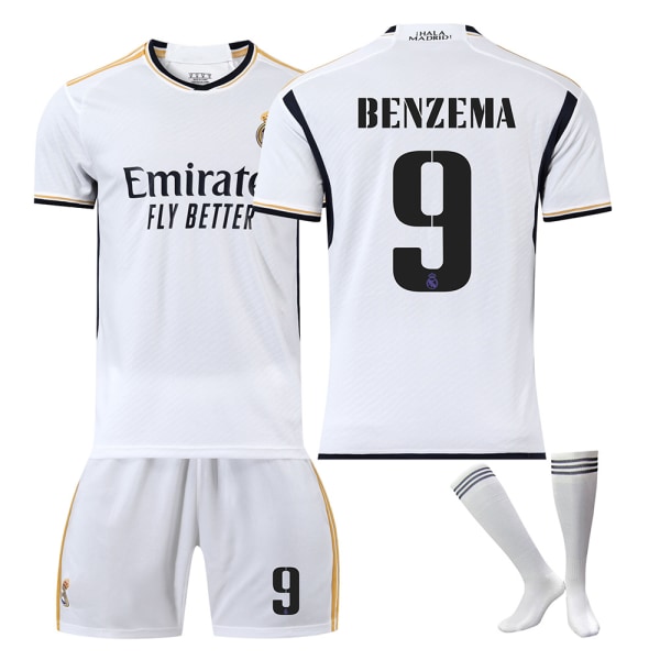 2324 Real Madrid fotbollströja 9 Benzema NO.9with socks M