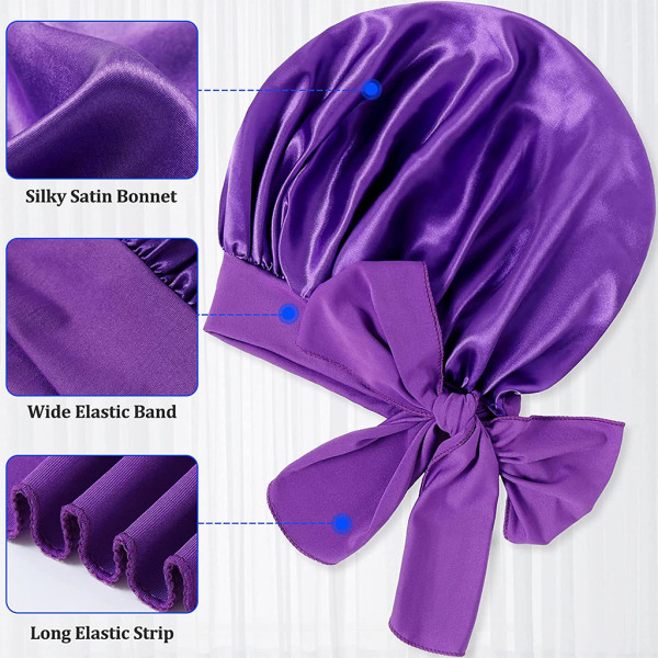 Färgad Ding Sovmössa Lång Svans Extra Stor Badmössa One size fits all purple