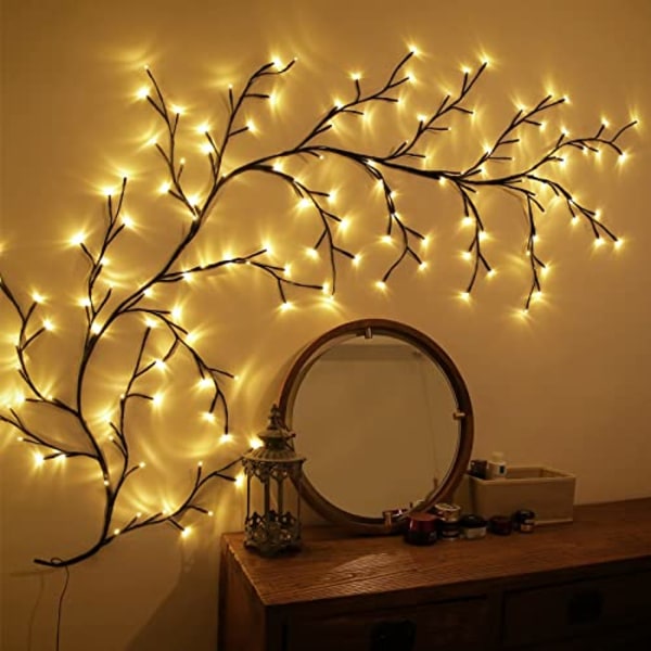 upplysta Willow Vine Tree Lights med EU-kontakt 144 LEDs inomhus warm light