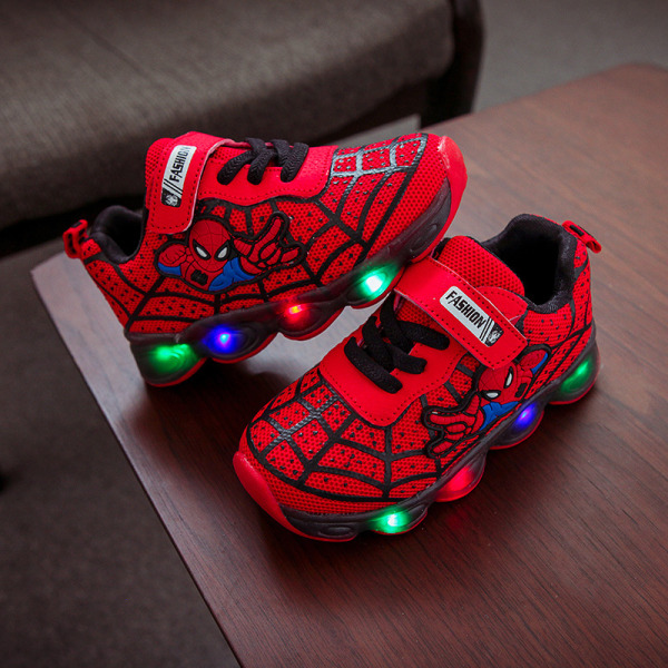 oys kid glänsande skor pojkar och flickor Spider Man löparskor 13.5cm 21#