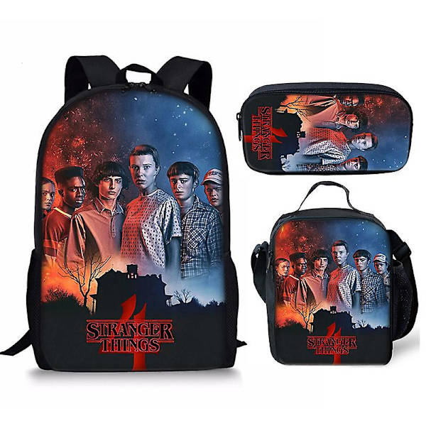 Stranger Things4 Student Skolväska Barn Unisex Ryggsäck Måltidsväska 3 Take meal backpack