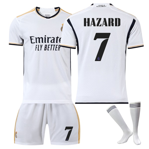 2324 Real Madrid fotbollströja nr 7 Azar tröja NO.7with socks 22