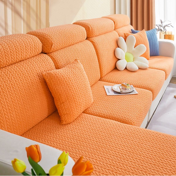 Elastiskt wheat cover jacquard cover halkfritt universal orange 45 * 45 pillowcase