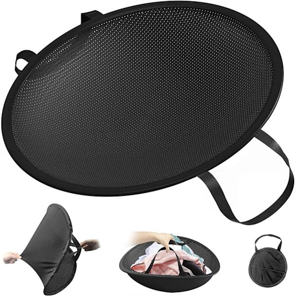 Tvätthammarkorg Bärbar hopfällbar klädförvaringskorg Black mesh fabric 21 inches