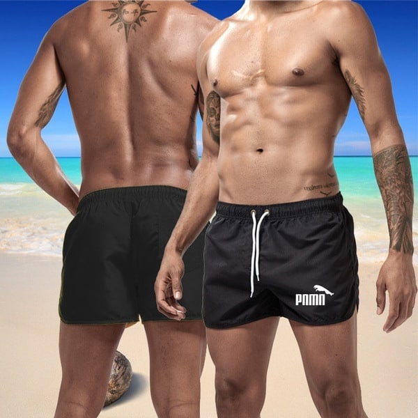 Flerfärgade sportshorts i strandpolyester med tre punkts pnmn Black XL