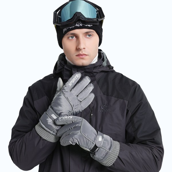 Vinterhandskar män pekskärm sporthandskar skidåkning cykelhandske black XL