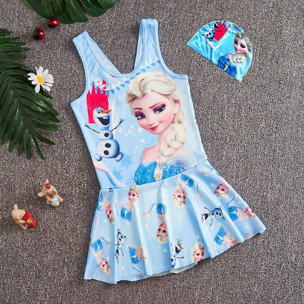 liten prinsessa baby tecknad baddräkt flickans jumpsuit blue princess M-size 11-15kg