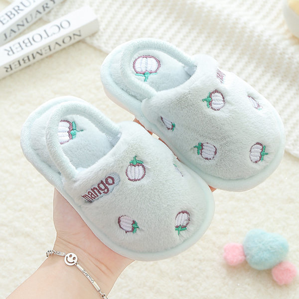kidcotton tofflor inomhus hushåll anti slip jordgubbar tecknad Length inside15.5cm 24-25#cyan