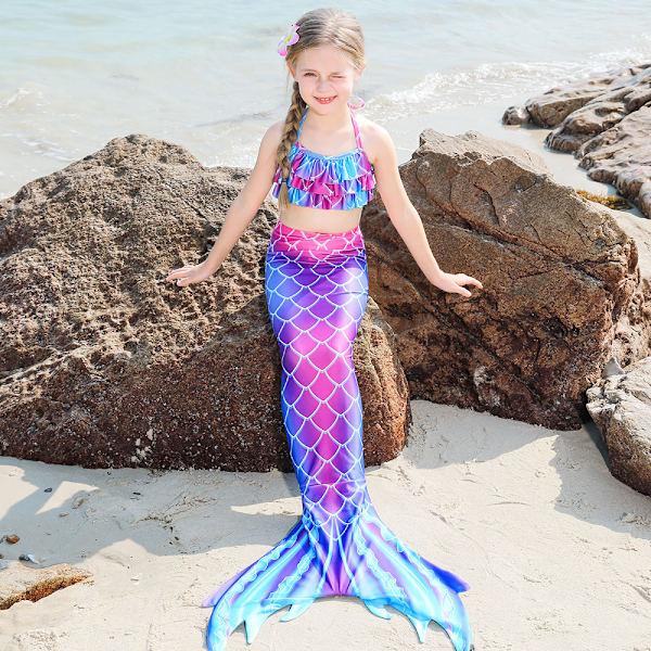 Fishtail baddräkt för barns strand bikini sjöjungfru baddräkt 8-9 years old 130#
